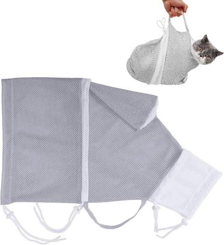 AESZITTEW Katzenbadetasche, verstellbare Hunde-Reinigungsnetztasche, Haustier-Duschnetztasche, Anti-Biss-Kratz-Fassungstasche zum Nageltrimmen (#3) von AESZITTEW