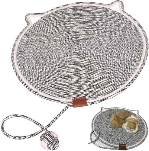 Katzenkratzmatte, Haustier-Kratzmatte, Haustierbett, natürliches Baumwollseil, Hundematte, Spielzeug, Doppel-Kratzbrett, Katzenschlafmatte für drinnen (#3) von AESZITTEW