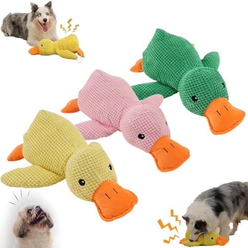 Zentric Quack-Quack-Ente Hundespielzeug, Plüsch-Hundespielzeug, Gefüllte Ente Hund Spielzeug, Quack Duck Dog Toy, Hundespielzeug Unzerstörbar, Hundespielzeug Quietschend, Hunde Spielzeug (3PC) von AEbdgdd