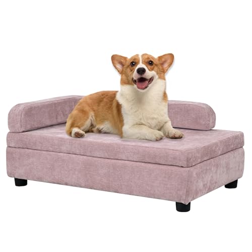 AFBKSS&BB Haustiersofa mit verstecktem Stauraum für Welpen und Katzen, Leinen-Stoff, Hundesofa mit Holzrahmen, Rosa AFBKSS&BB Haustiersofa mit verstecktem Stauraum für Welpen und Katzen, Leinen-Stoff, Hundesofa mit Holzrahmen, Rosa von AFBKSS&BB