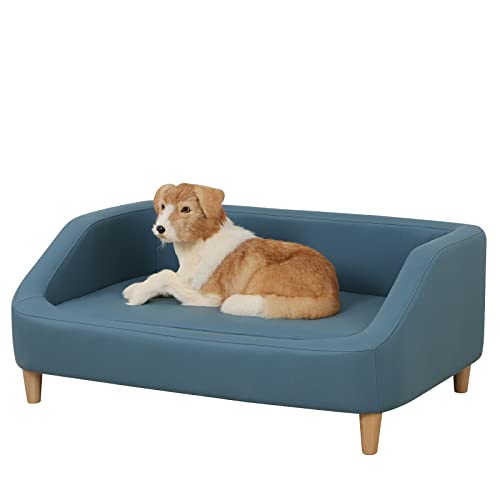 Hundebett/Haustier-Sofa-Bett Technologie Tuch mittelgroß Haustier Schlafcouch hohe Holzbeine Tierbett Sofa (blau) von AFBKSS&BB