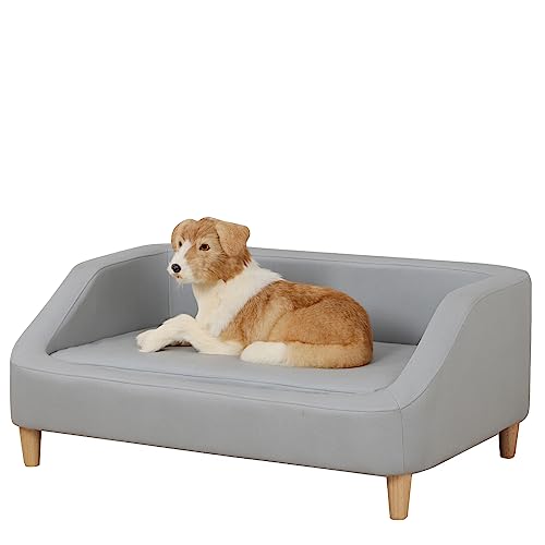 Hundebett/Haustier-Sofa-Bett Technologie Tuch mittelgroß Haustier Schlafcouch hohe Holzbeine Tierbett Sofa (grau) von AFBKSS&BB
