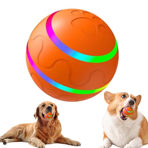 2024 Jiggle Ball Dog Toy,Jiggle Ball for Dogs,Jiggle Ball for Cats,Wobble Giggle Ball for Dogs,Interactive Dog Toys Dog Ball,Durable Wobble Dog Ball,Auto Rolling Ball for Dog (Remote Control Version) von AFGQIANG