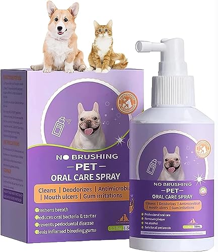 AFGQIANG Pet Clean Teeth Spray 50ml, Pet Clean Teeth Cleaning Spray for Dogs & Cats,Petclean No Brushing Pet Oral Care Spray (1Pcs) von AFGQIANG