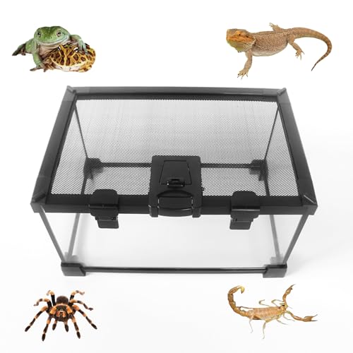 AFGSsm Reptilien Terrarium Glas, Schnecken Terrarium, Schildkröten Terrarium, Anti-Flucht-Design für Insekten, Wasserschildkröten, Vogelspinnen(30 * 20 * 16cm) von AFGSsm