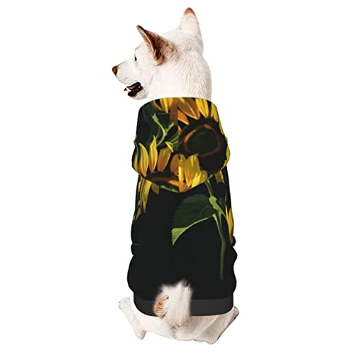 Hunde-Kapuzenpullover mit Sonnenblumenmuster, Haustierkleidung mit Hut, weicher Mantel für kleine, mittelgroße und große Hunde von AFINDI