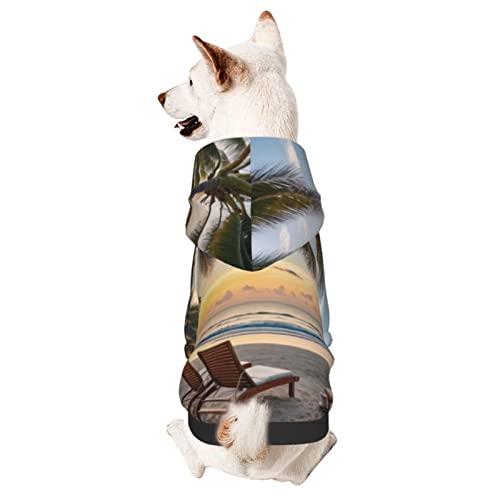 Hunde-Kapuzenpullover mit Sonnenuntergang Palme, Haustierkleidung mit Hut, weicher Mantel für kleine, mittelgroße und große Hunde von AFINDI