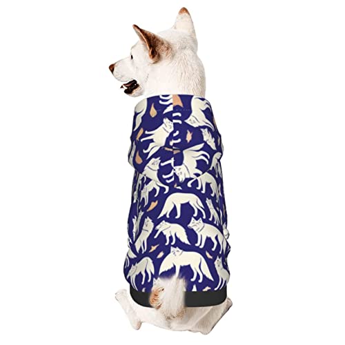 Hunde-Kapuzenpullover mit Wolfsmuster, Haustierkleidung mit Hut, weicher Mantel für kleine, mittelgroße und große Hunde von AFINDI
