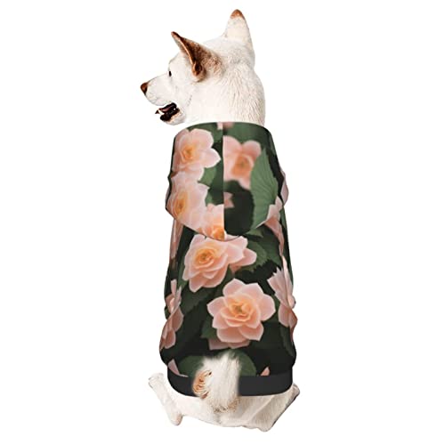 Hunde-Kapuzenpullover mit chinesischen Rosen, Haustierkleidung mit Hut, weicher Mantel für kleine, mittelgroße und große Hunde von AFINDI