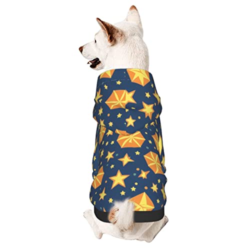 Hunde-Kapuzenpullover mit gelbem Sternenmuster, Haustierkleidung mit Hut, weicher Mantel für kleine, mittelgroße und große Hunde von AFINDI