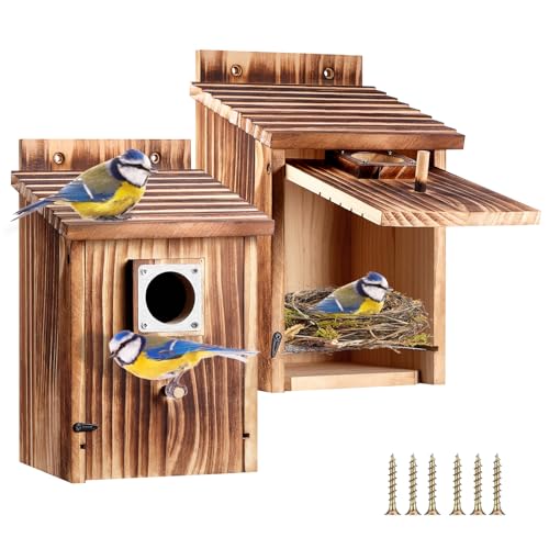 Vogelhäuser für Außen Holz Blau Vogelhaus von AFOROEOA