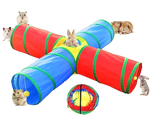 AFYHH Kaninchen Meerschweinchen Tunnel Spielzeug – Zusammenklappbar 4 Wege Kaninchen Meerschweinchen Kaninchen Bunny Tunnel von AFYHH