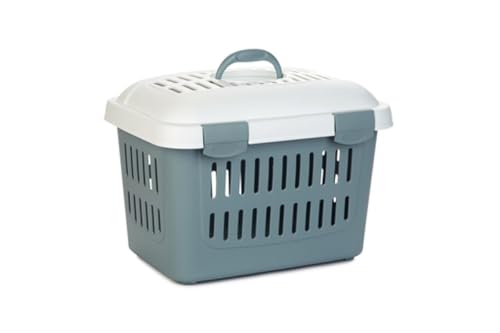 AG Transportbox für Hunde Midi Gulliver Weiß Blau Stahl cm 45x33x33h von Stefanplast