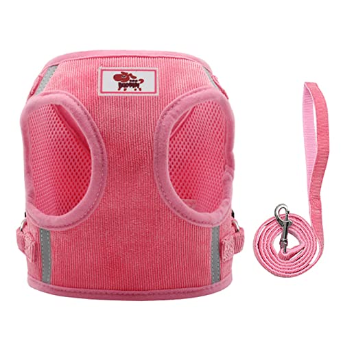 Sicherheitswesten Haustier Kabelbaum und Leine Set Katze Hund Gehen Atmungsaktive einstellbare reflektierende Cord Weste for Welpen Brustgurt Seil Pet Supplies Reflektierende Westen (Color : Pink, S von AGBARR