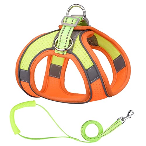 Sicherheitswesten Reflektierende Hundegeschirr Leine Set Nylon Haustier Katze Harness Hundeleine Verstellbare Haustiergurtweste for Welpen Medium Hund Haustierbedarf Reflektierende Westen (Color : Or von AGBARR