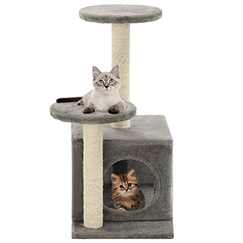 Tiere, Katzenbaum mit Sisal-Kratzstämmen, 60 cm, Grau, Haustierbedarf, Katzenzubehör, Katzenmöbel von AGGEY