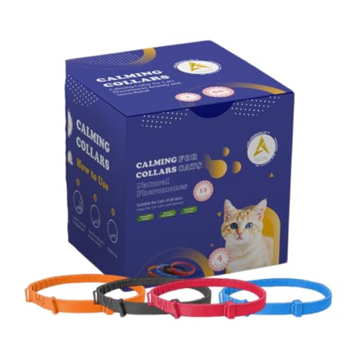 Agon Beruhigendes Halsband für Katzen – natürliche Pheromone für Angst- und Stressabbau – verstellbar bis zu 38,1 cm – wasserdicht, schnell wirkend und langlebig (60 Tage) – 4 Stück von AGON