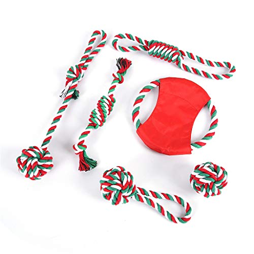 AGONEIR 6 x Weihnachts-Süßigkeiten-Hundespielzeug, Seil für Welpen, Geschenk, Kauspielzeug für Welpen, interaktives Spielzeug, Kauspielzeug für Hunde von AGONEIR