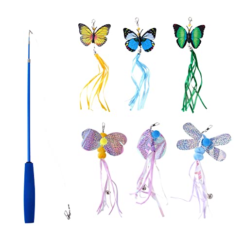 AGONEIR 7 Stück für kreative Teaser Zauberstab-Nachfüllset, verschiedene für Schmetterling, Libellen, Teaser, Spielzeug, einziehbar, für Zauberstab, Angelrute für den Innenbereich von AGONEIR