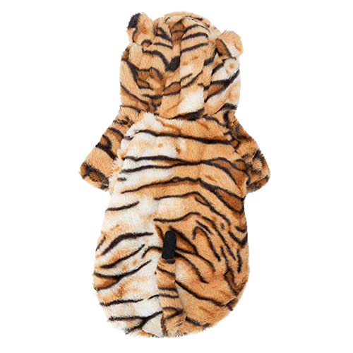 Tiger-Kostüm, Cosplay-Kostüm für kleine Hunde und Katzen, gelber und schwarzer Samt, warme Kleidung, Winter, Haustier, Tiger-Outfit, Neujahrs-Hunde-Outfits von AGONEIR