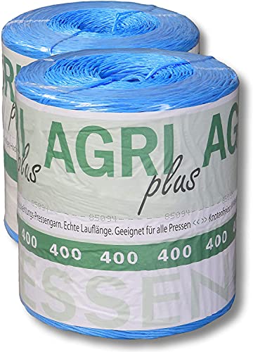 AGRI plus 1 Doppelpack Pressengarn/Erntegarn (10 kg - Für Hochdruckballen 400 m/kg, Blau) von AGRI plus
