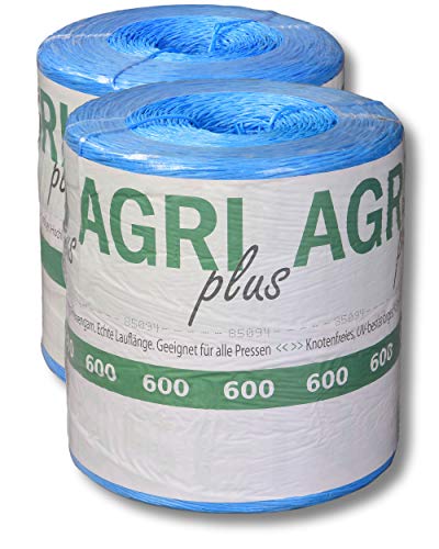 AGRI plus 1 Doppelpack Pressengarn/Erntegarn (10 kg - Für Rundballen 600 m/kg, Blau) von AGRI plus
