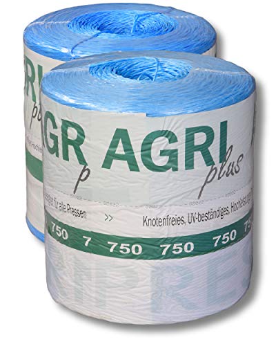 AGRI plus 1 Doppelpack Pressengarn/Erntegarn (10 kg - Für Rundballen 750 m/kg, Blau) von AGRI plus
