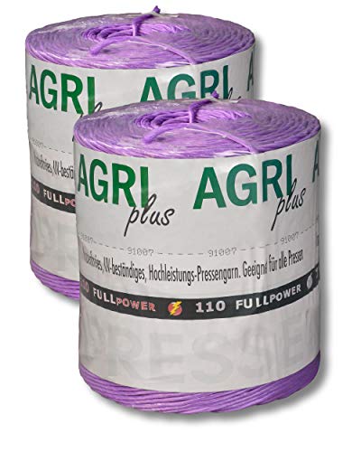 AGRI plus 1 Doppelpack Pressengarn/Erntegarn (18 kg - Für Quaderballen 110 m/kg, Violett) von AGRI plus