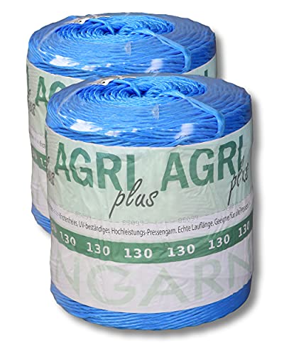AGRI plus 1 Doppelpack Pressengarn/Erntegarn (18 kg - Für Quaderballen 130 m/kg, Blau) von AGRI plus