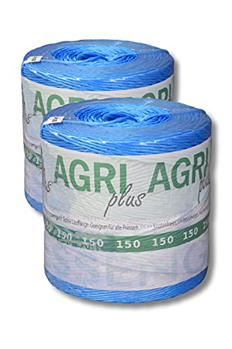 AGRI plus 1 Doppelpack Pressengarn/Erntegarn (18 kg - Für Quaderballen 150 m/kg, Blau) von AGRI plus