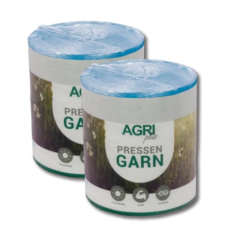 AGRI plus Pressengarn in Blau I 2 Stück à 5 kg I 1000 m/kg I Hochwertiges Garn für Rundballen-Pressen I Langlebiges Landwirtschaftsgarn aus PP I Witterungsbeständig, robust & reißfest von AGRI plus