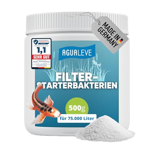 AGUALEVE® Filterstarterbakterien 500g *NEU* | aktiviert den Teichfilter Dank innovativer BIO3-Hochleistungs-Mikroogransimen | Fisch-, Garten- & Schwimmteiche | Made in Germany | 75.000l Teichwasser von AGUALEVE