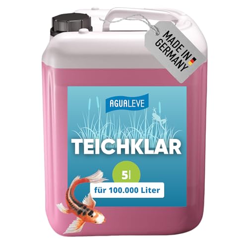 AGUALEVE® Teichklar 5l *NEU* | macht grünes Teichwasser wieder klar dank innovativer Kristallklar-2.0-Formel | für Fisch-, Garten- & Schwimmteiche | Qualität Made in Germany | für 100.000l Teichwasser von AGUALEVE