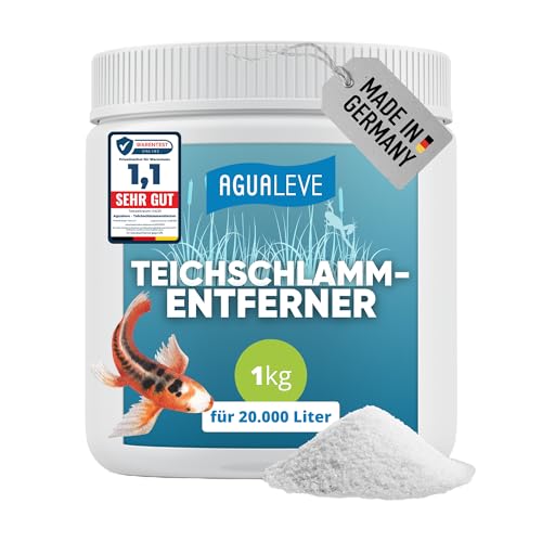 AGUALEVE® Teichschlammentferner 1kg *NEU* | extrem effektiv gegen Teichschlamm Dank innovativer Sauerstoff-2.0-Formel | für Fisch-, Garten- & Schwimmteiche | Made in Germany | für 20.000l Teichwasser von AGUALEVE