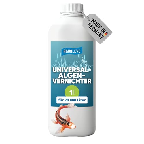 AGUALEVE® Universal-Algenvernichter 1l *NEU* | effektiv gegen alle Arten von Teichalgen mit innovativer Solar-Guard-Formel | Fisch-, Garten- & Schwimmteiche | Made in Germany | 20.000l Teichwasser von AGUALEVE