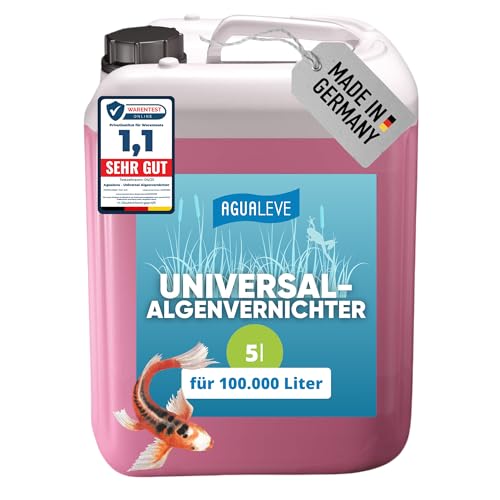 AGUALEVE® Universal-Algenvernichter 5l *NEU* | effektiv gegen alle Arten von Teichalgen mit innovativer Solar-Guard-Formel | Fisch-, Garten- & Schwimmteiche | Made in Germany | 100.000l Teichwasser von AGUALEVE