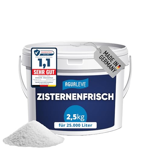 AGUALEVE® Zisternenfrisch 2,5kg *NEU* | hält Regenwasser frisch & rein, zum Gießen geeignet | für alle Zisternen & Regenwassertonnen | Made in Germany | für 25.000 Liter Regenwasser | Note 1,1 von AGUALEVE