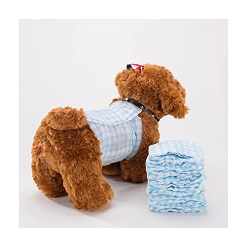 Dog Wraps Einweg-Windeln für männliche Hunde - M, niedliche und bequeme blaue karierte Haustier-Höschen sind geeignet für mittelgroße Hunde, Taille 19-37 cm (Farbe : 30 Stück) von AGYH