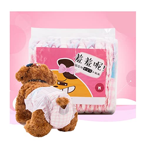 Einwegwindeln für Hündinnen, Größe M, rosa kariert, für mittelgroße Hunde, bequem und verstellbar, Taille 24–41 cm (Farbe: 30 Stück) von AGYH