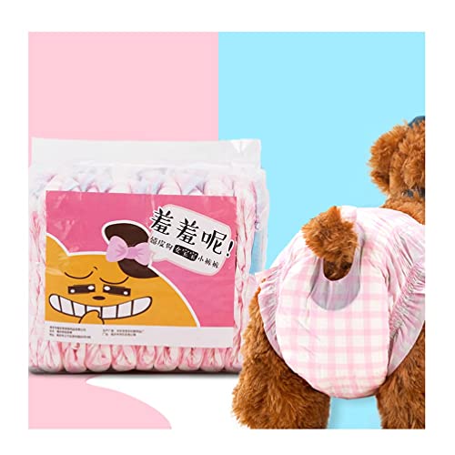 Einwegwindeln für Hündinnen, Größe S, rosa kariert, für kleine Hunde, bequem und verstellbar, Taille 19–37 cm (Farbe: 30 Stück) von AGYH