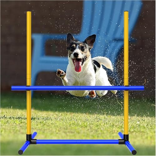 AHAILUOO Verstellbares Agility-Springset für Hunde - Trainingshürden mit höhenverstellbaren Stangen, tragbares Design mit Tragetasche für Innen- und Außenagilitätskurse (A-Jump Pole-1) von AHAILUOO
