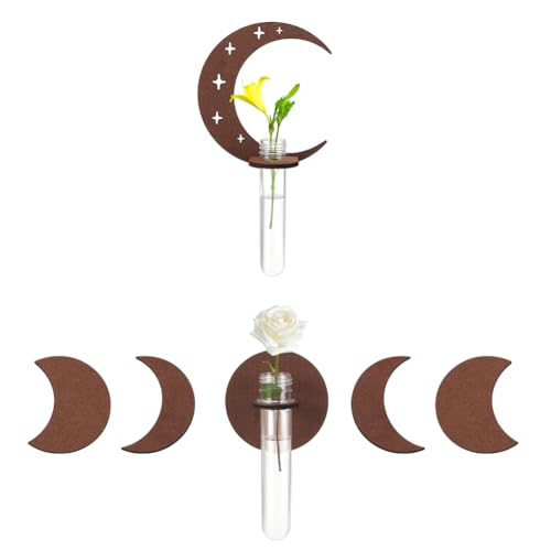 AHANDMAKER 2 Set Mondpflanzen-Anzuchtstation, Mondphasen-Wandbehang Terrarium Pflanzgefäß mit Glasrohr, Wandpflanzenhalter für Vermehrung von Hydrokultur-Luftpflanzen, Wandpflanzen, AHANDMAKER 2 Set Mondpflanzen-Anzuchtstation, Mondphasen-Wandbehang Terrarium Pflanzgefäß mit Glasrohr, Wandpflanzenhalter für Vermehrung von Hydrokultur-Luftpflanzen, Wandpflanzen, von AHANDMAKER