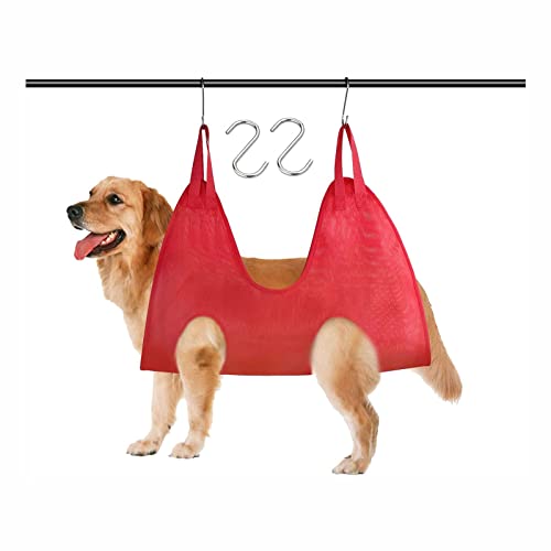 AHECHMY Haustier-Pflege-Hängematte, atmungsaktive Hundehängematte für Haustiere, geeignet für Haustier-Nagelclip-Tasche für Fellpflege, Baden, Nagelschneiden und Ohrentfernung, 2 Haken (L) von AHECHMY