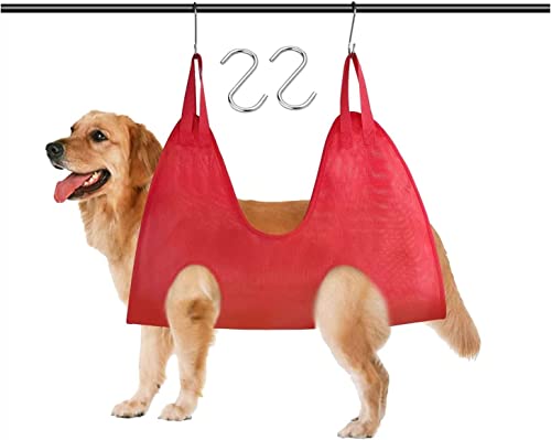 AHECHMY Haustier-Pflege-Hängematte, atmungsaktive Hundehängematte für Haustiere, geeignet für Haustier-Nagelclip-Tasche für Fellpflege, Baden, Nagelschneiden und Ohrentfernung, 2 Haken (M) von AHECHMY