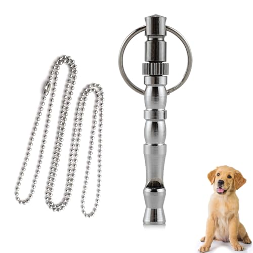 AHEJIOO Hundepfeife, Hundepfeife Hochfrequenz, Trennbar, Silber, Unisex, Modern, Metall, Zum Training Und Verhaltenstraining Geeignet, Edelstahl einstellbare Hochfrequenz von AHEJIOO