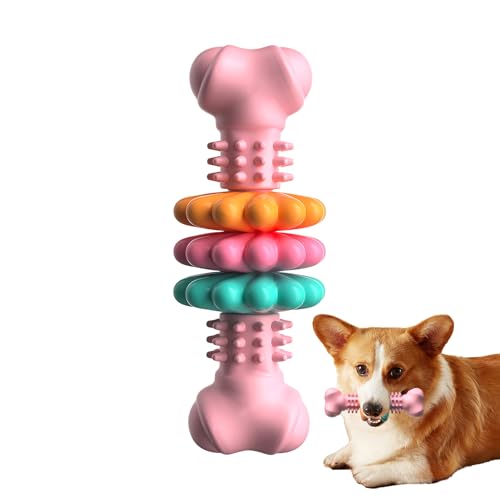 Hundespielzeug Unzerstörbar,Pinkes Zahnpflege-Spielzeug Für Hunde,Interaktives Kauspielzeug Zur Beruhigung Bei Trennungsangst,Robustes Spielzeug Für Aktive Hunde,1 Stück In Zartrosa,Puppy Teething Toy von AHEJIOO