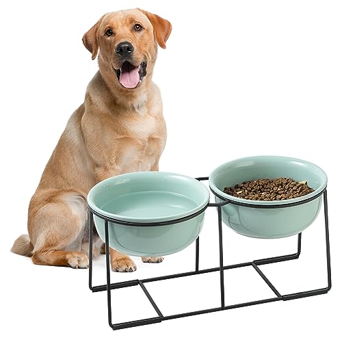 Hunde Napfset Erhöht Hundenapf Keramik - Grosse Hundenäpfe mit Rutschfestem Ständer - Fressnapf Hund Groß - Futternapf Wassernapf Set für mittelgroße bis große Hunde - Doppel Napf Hund - 2 x 1600 ML Hunde Napfset Erhöht Hundenapf Keramik - Grosse Hundenäpfe mit Rutschfestem Ständer - Fressnapf Hund Groß - Futternapf Wassernapf Set für mittelgroße bis große Hunde - Doppel Napf Hund - 2 x 1600 ML von AHX
