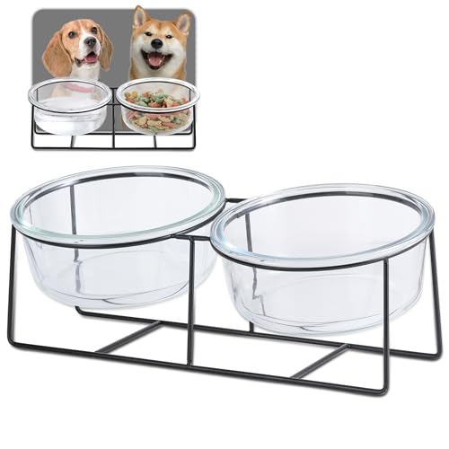 Hundenapf Katzennapf - Futternapf Hund Katze - Futterstation Hund Katzen Erhöht mit Ständer - Doppel Fressnapf Wasser Futter Napf Glas für Große Katzen und Mittelgroße Hunde - 850 ml × 2 Hundenapf Katzennapf - Futternapf Hund Katze - Futterstation Hund Katzen Erhöht mit Ständer - Doppel Fressnapf Wasser Futter Napf Glas für Große Katzen und Mittelgroße Hunde - 850 ml × 2 von AHX
