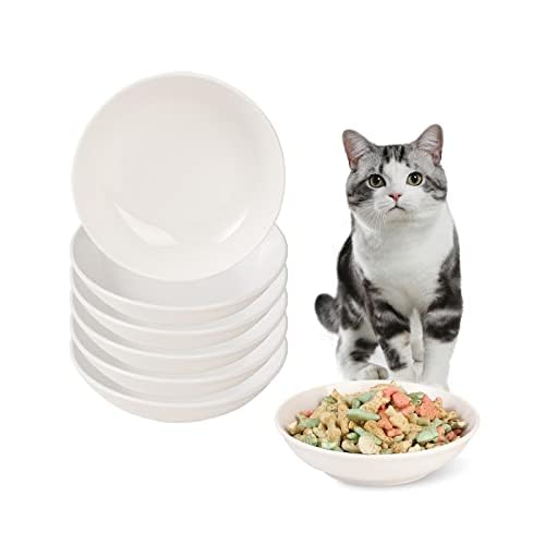 Katzen Futternapf Fressnapf Katze Keramik - Katzennapf 6er Set - Katzennäpfe - Katzenfutter Napf - Katzenschüssel - Katzenschale - Katzenteller - Futterschale Katze - Katzen Napfset - Weiss - 250 ml von AHX