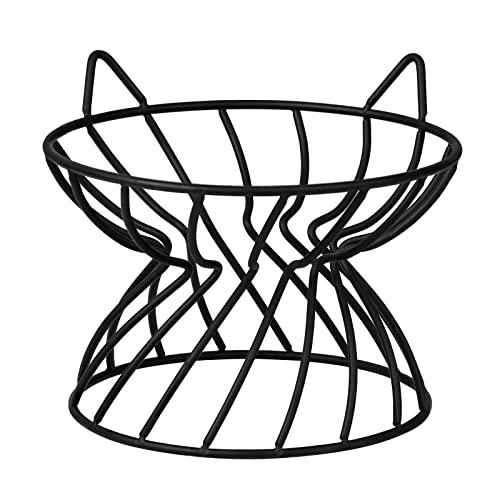 Rutschfester Metallständer für Katzennapf - Erhöhter Katzennapfhalter gegen Erbrechen - Katzennapf Ständer aus schwarzem Eisen für Bequemes Essen und Trinken - 15 x 12 cm von AHX